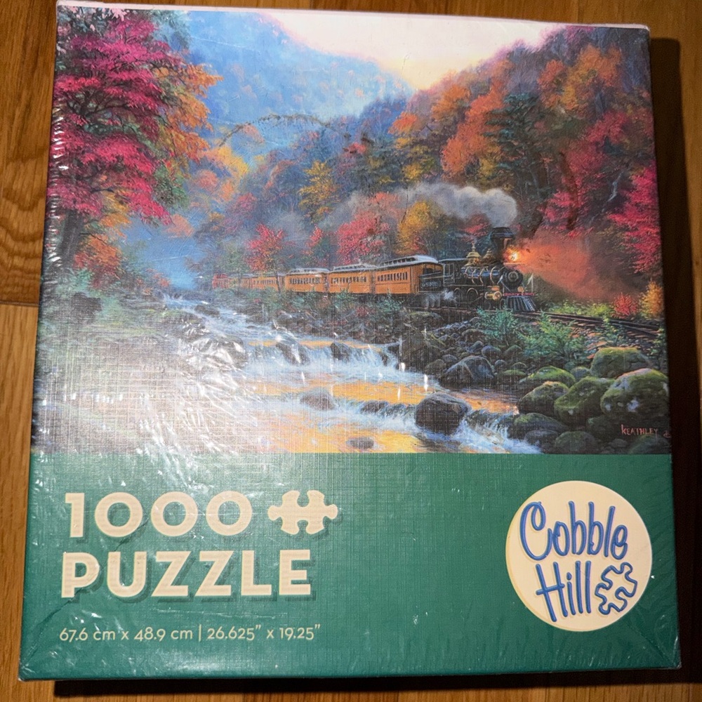 Cobble Hill 1000 Puzzle -Vibrant Autumn Train.Wrapped in cellophane